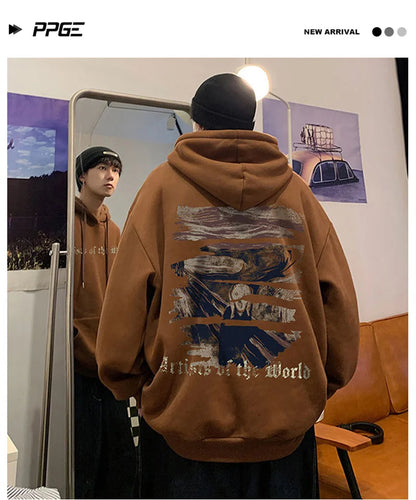 Autumn Graphic Oversized Hoodie Men Streetwear Pullover