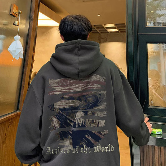 Autumn Graphic Oversized Hoodie Men Streetwear Pullover