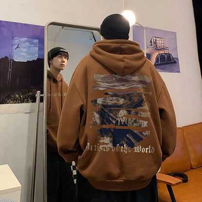 Autumn Graphic Oversized Hoodie Men Streetwear Pullover