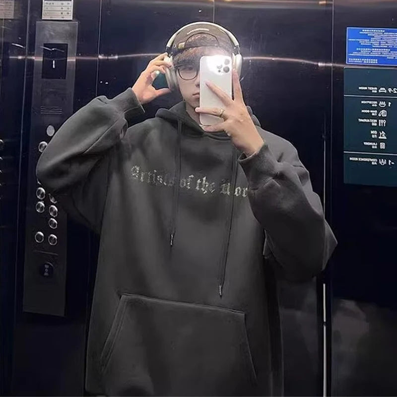 Autumn Graphic Oversized Hoodie Men Streetwear Pullover