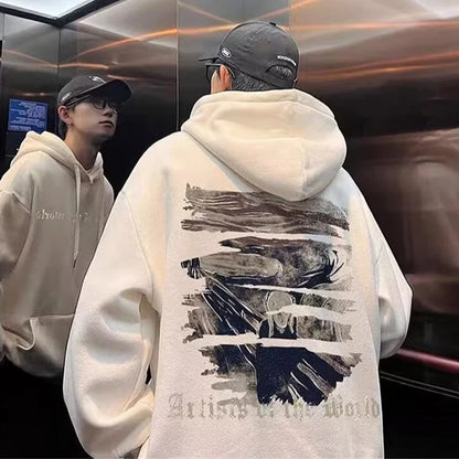 Autumn Graphic Oversized Hoodie Men Streetwear Pullover